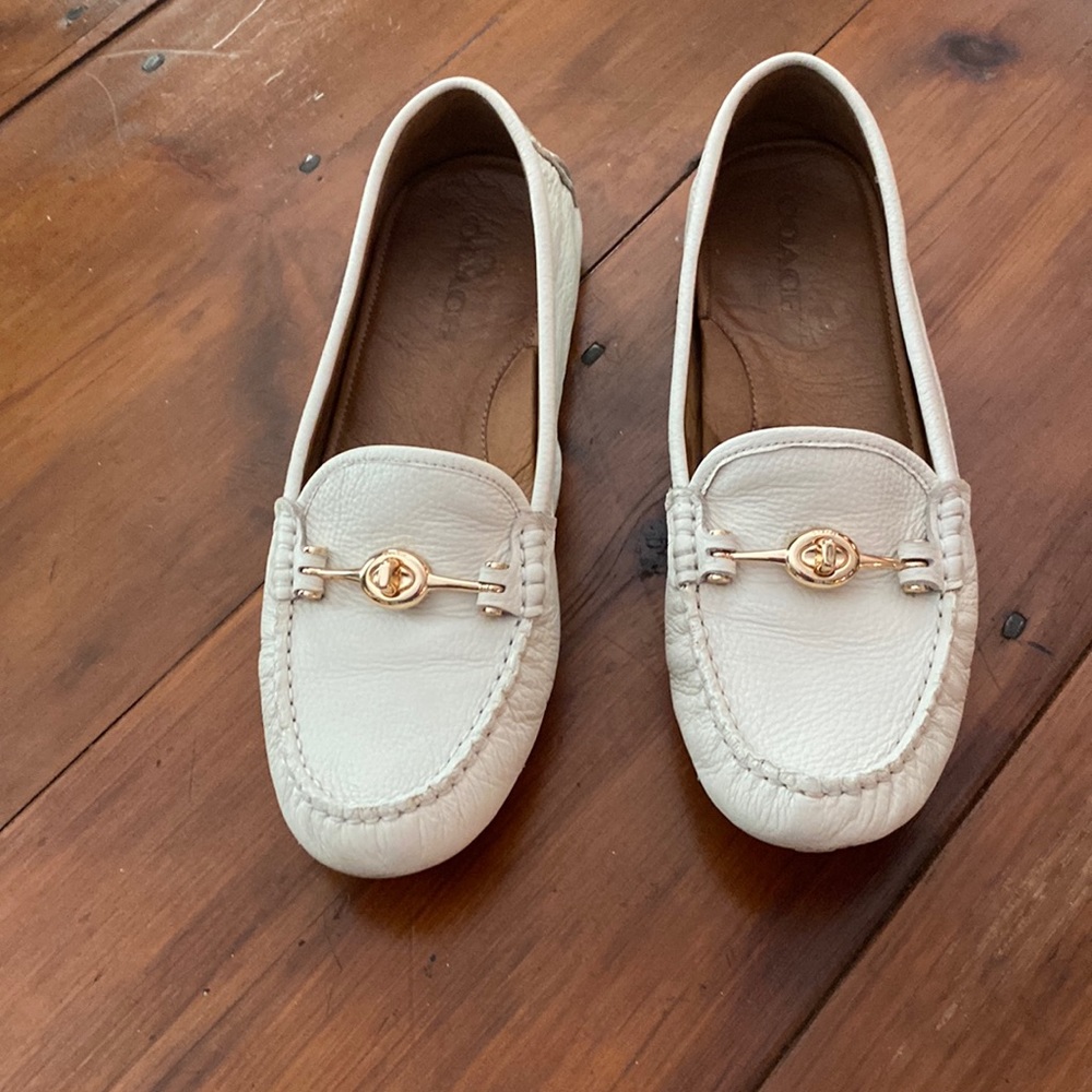 Coach loafers, cream color.